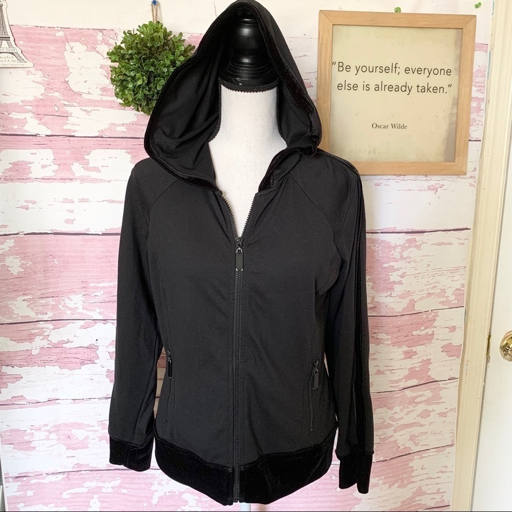 Style & Co Black Sports Activewear Jacket Small Hoodie Casual Gym Running Zipper